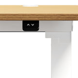 Oikiture 150cm Electric Standing Desk w/ Drawer Adjustable White Oak - Front View