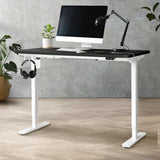 Oikiture Electric Standing Desk Single Motor Walnut&Black 120cm - Rear View