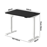 Oikiture Electric Standing Desk Single Motor Walnut&Black 120cm