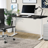 Oikiture Electric Standing Desk Single Motor Walnut&Black 120cm