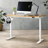 Oikiture Electric Standing Desk Single Motor White&Oak 120cm