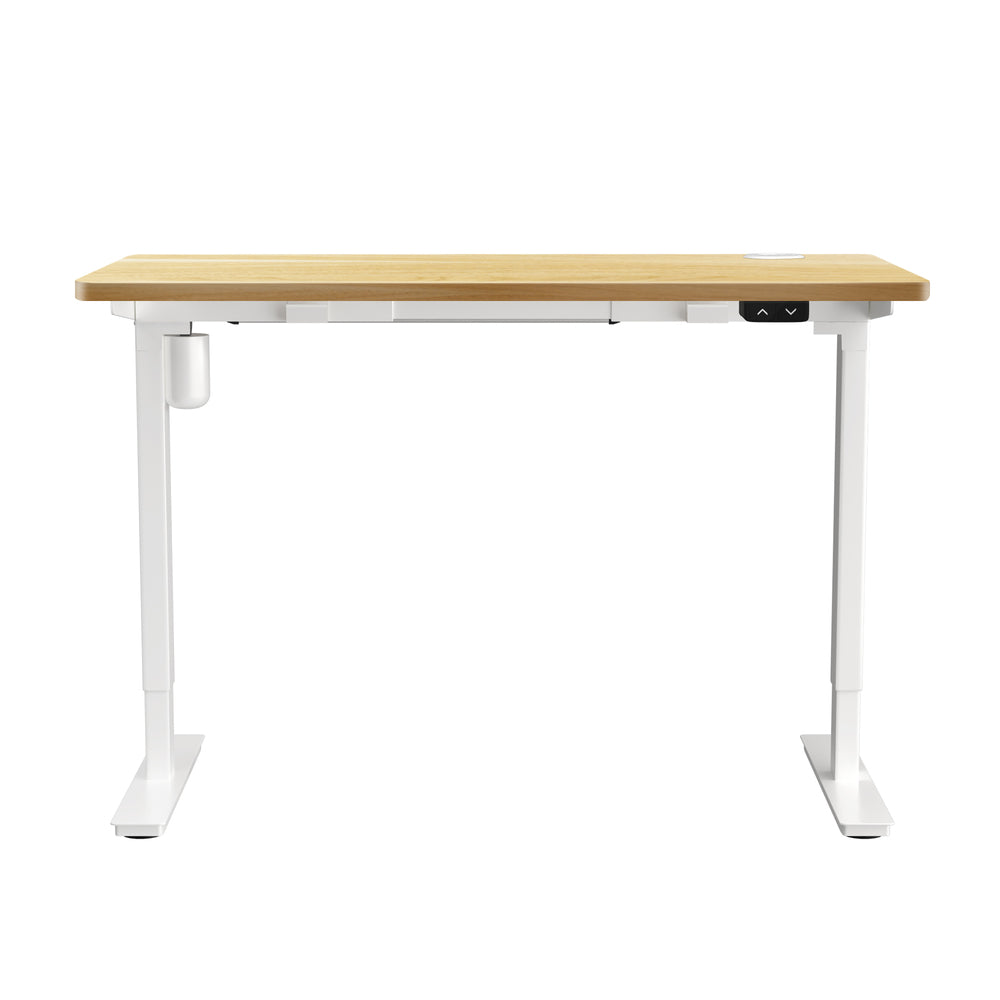 Oikiture Electric Standing Desk Single Motor White&Oak 120cm