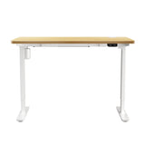 Oikiture Electric Standing Desk Single Motor White&Oak 120cm - Side View