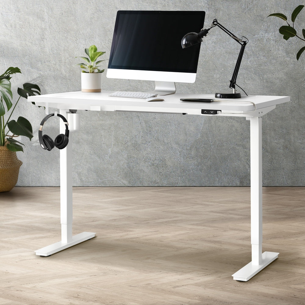 Oikiture Electric Standing Desk Single Motor White 120cm