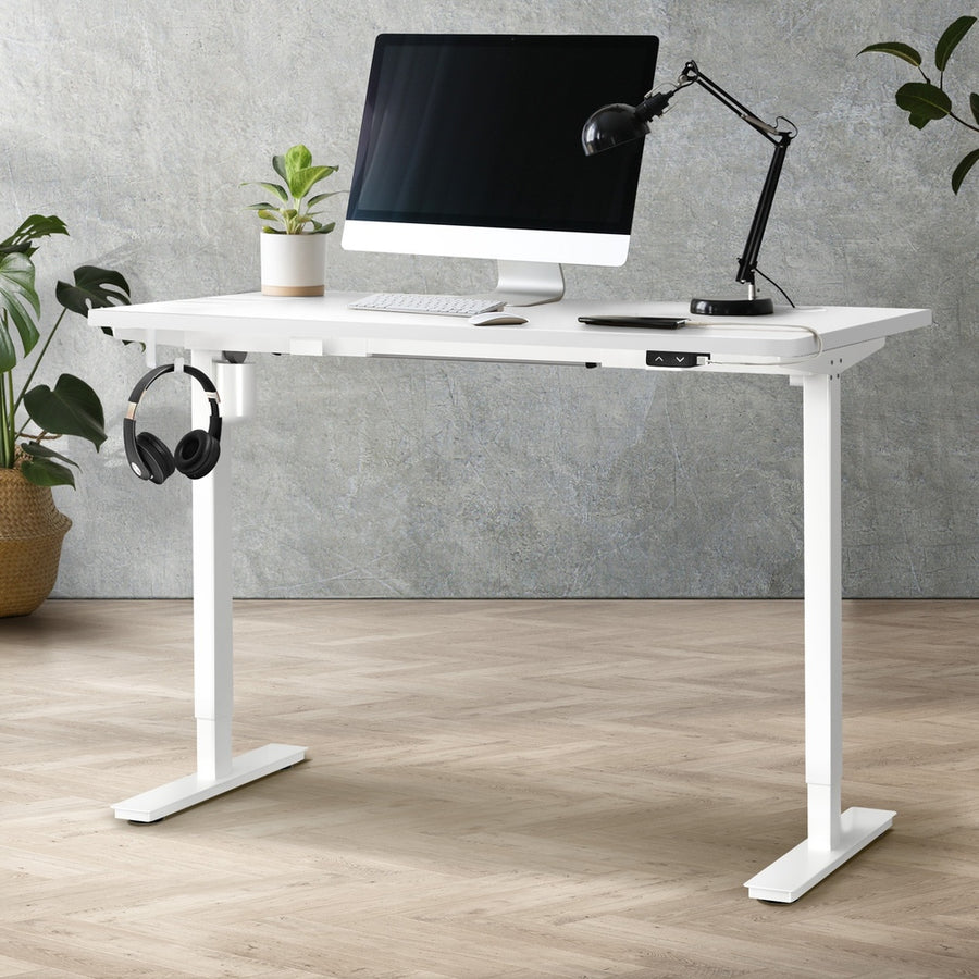 Oikiture Electric Standing Desk Single Motor White 120cm