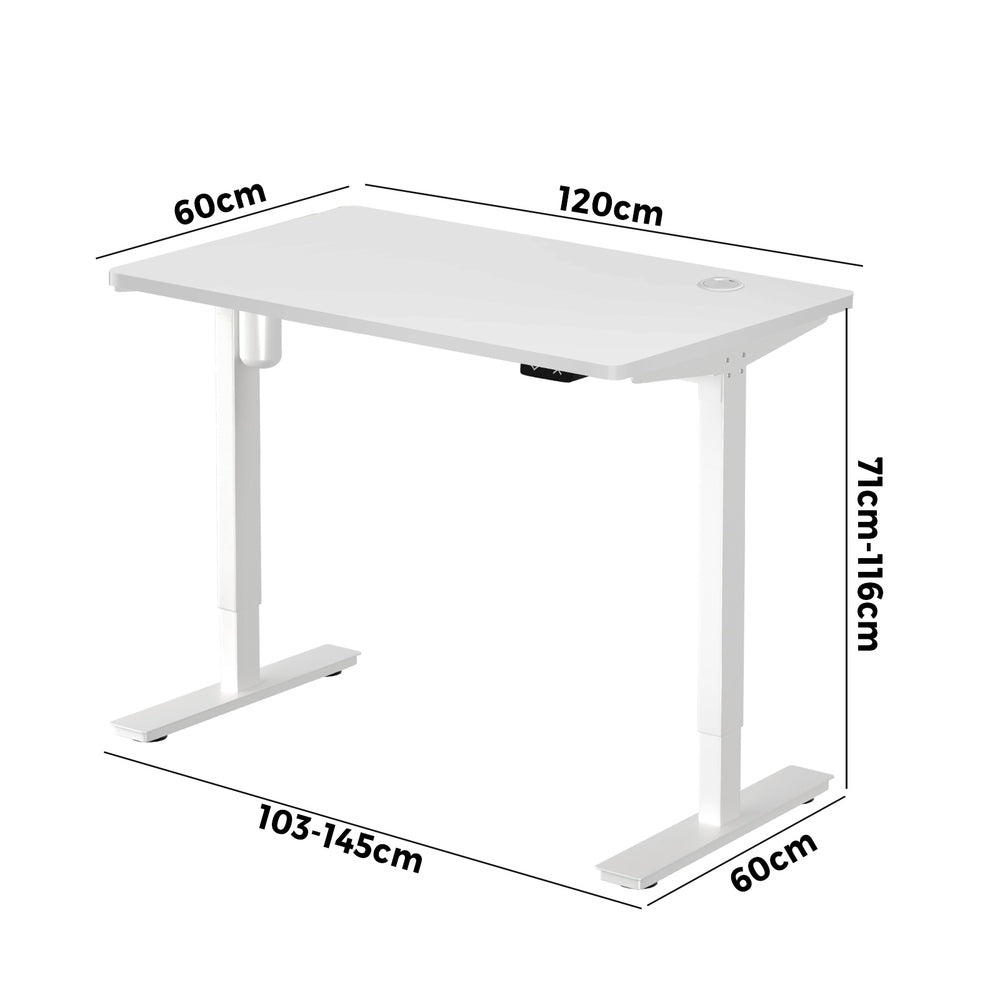 Oikiture Electric Standing Desk Single Motor White 120cm