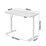 Oikiture Electric Standing Desk Single Motor White 120cm - Rear View
