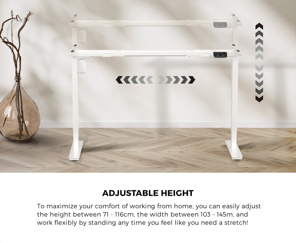 Oikiture Electric Standing Desk Single Motor White 120cm