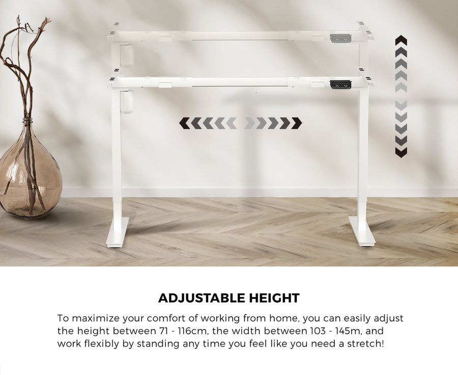 Oikiture Electric Standing Desk Single Motor White 120cm