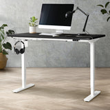 Oikiture Electric Standing Desk Single Motor White&Black 140cm