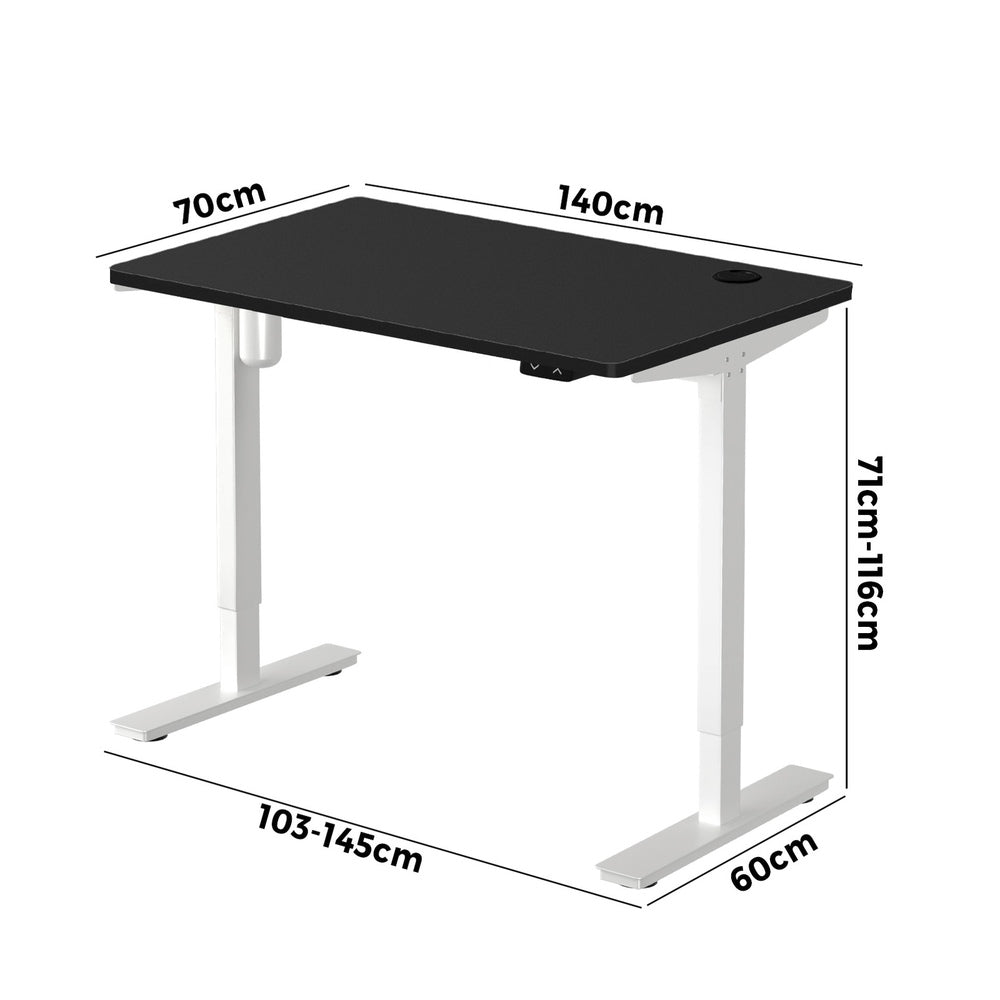 Oikiture Electric Standing Desk Single Motor White&Black 140cm
