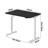 Oikiture Electric Standing Desk Single Motor White&Black 140cm - Rear View