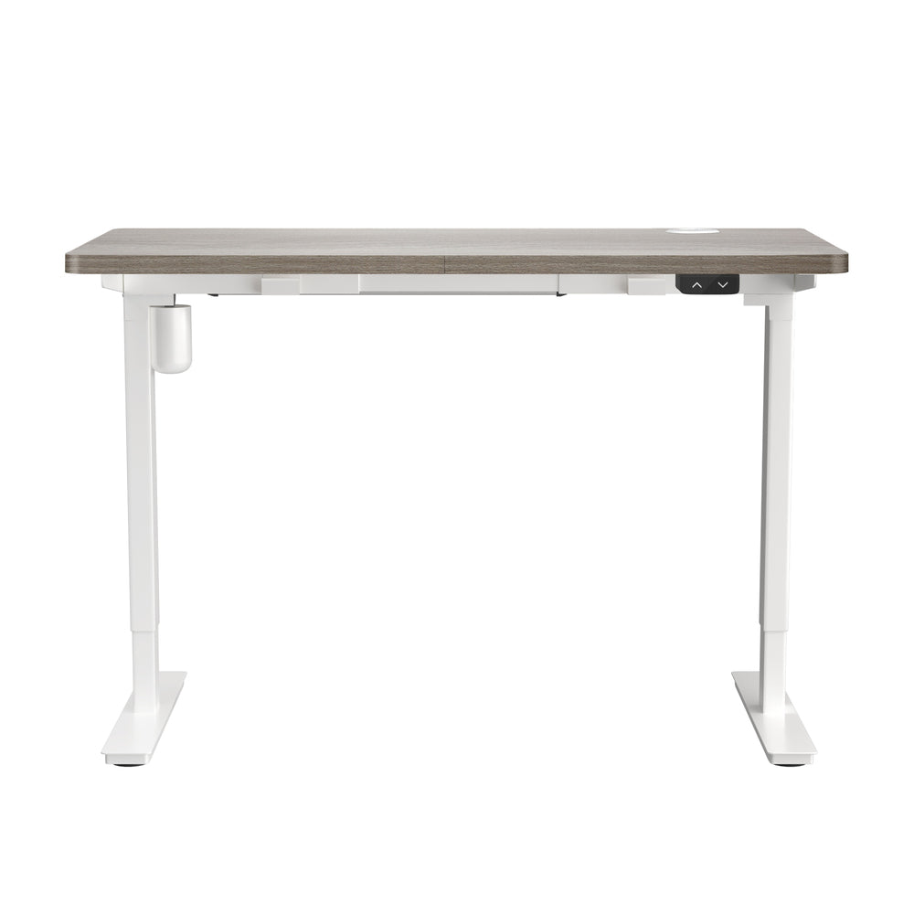 Oikiture 140CM Electric Standing Desk Adjustable White&Grey-Oak