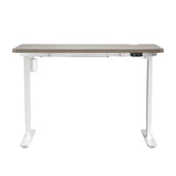 Oikiture 140CM Electric Standing Desk Adjustable White&Grey-Oak - Top-Down View