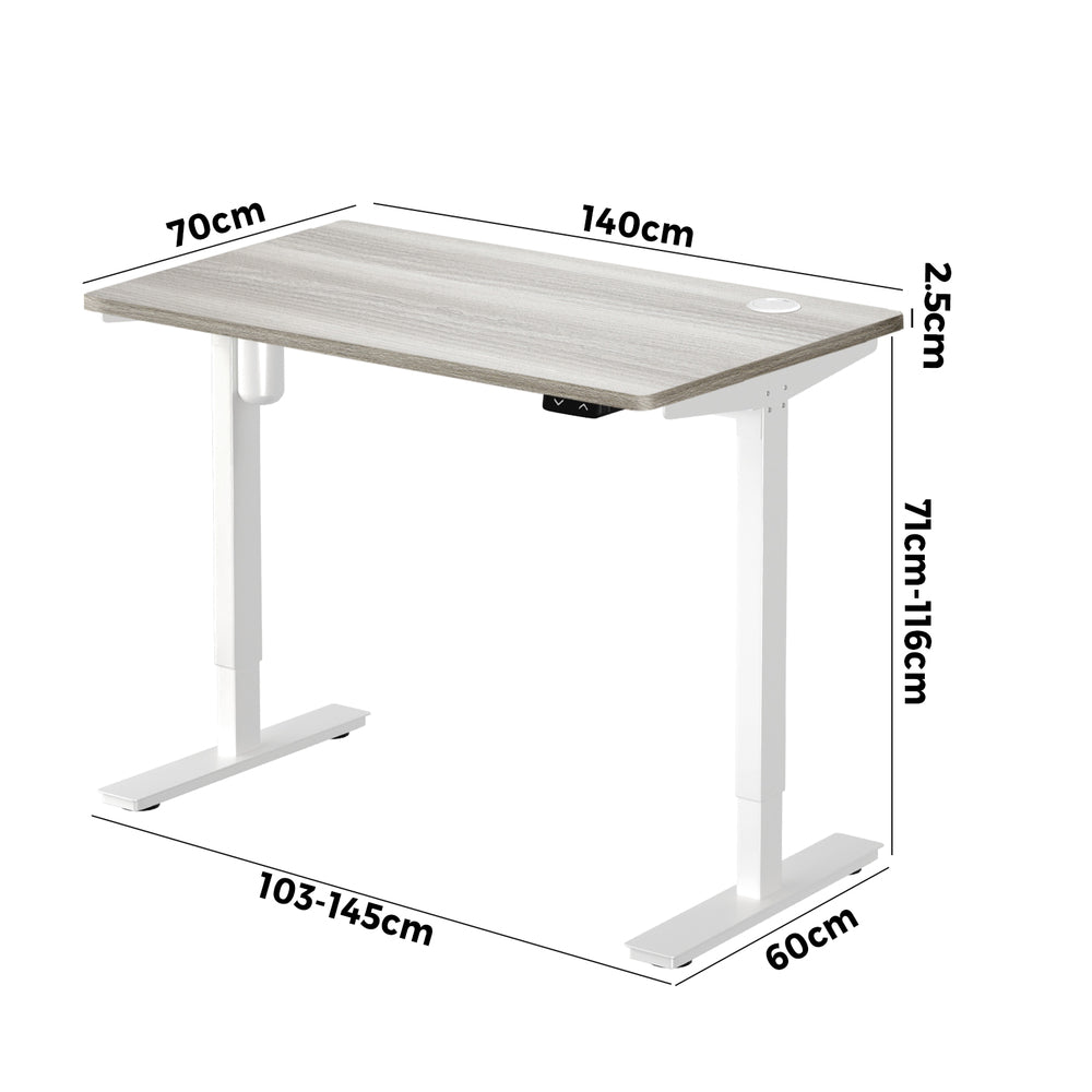 Oikiture 140CM Electric Standing Desk Adjustable White&Grey-Oak