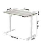 Oikiture 140CM Electric Standing Desk Adjustable White&Grey-Oak - Rear View