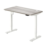 Oikiture 140CM Electric Standing Desk Adjustable White&Grey-Oak - Side View