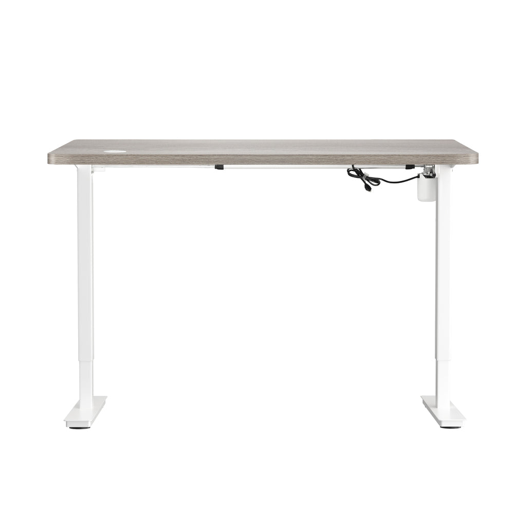 Oikiture 140CM Electric Standing Desk Adjustable White&Grey-Oak