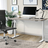 Oikiture 140CM Electric Standing Desk Adjustable White&Grey-Oak