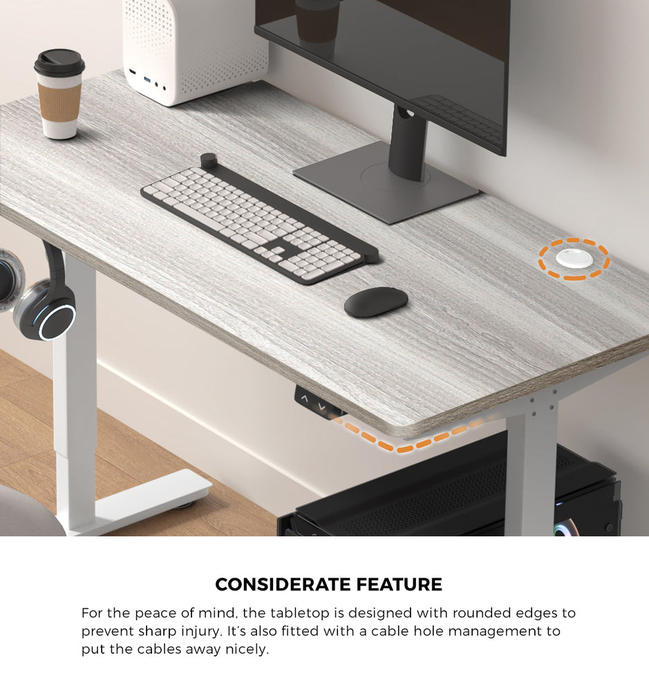 Oikiture 140CM Electric Standing Desk Adjustable White&Grey-Oak