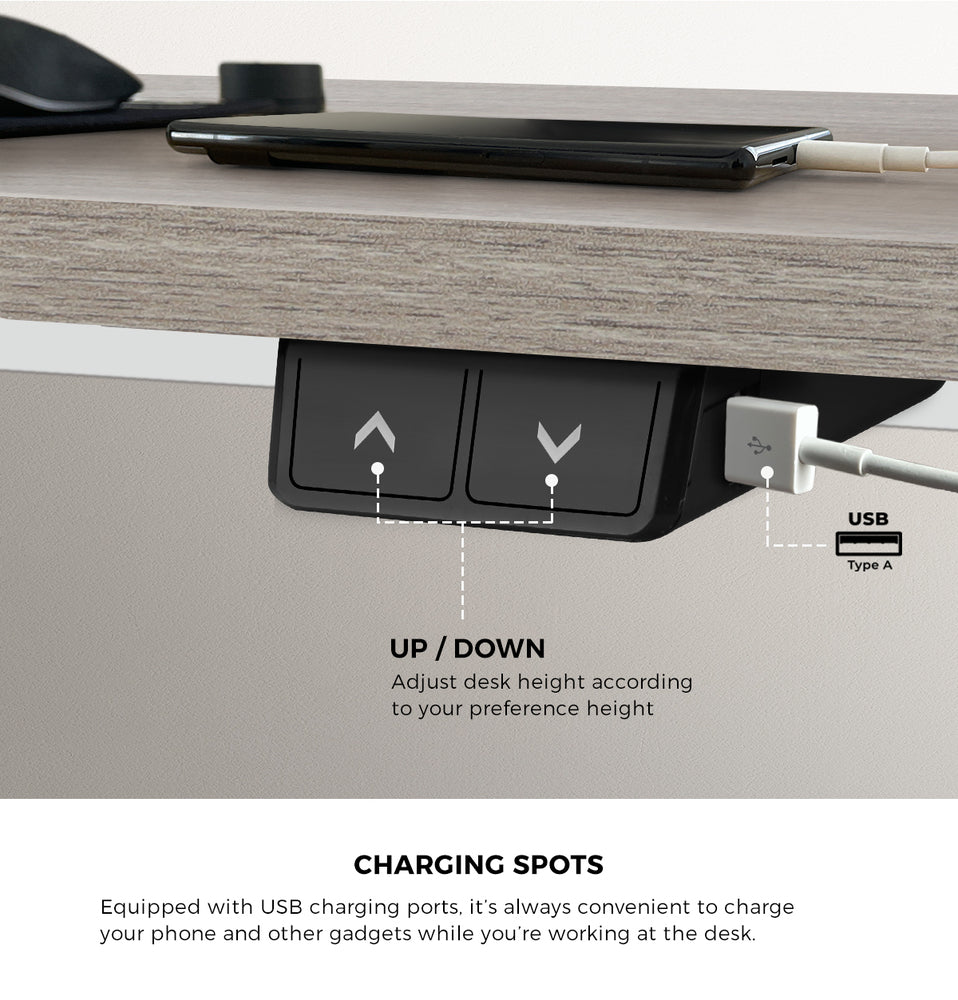 Oikiture 140CM Electric Standing Desk Adjustable White&Grey-Oak