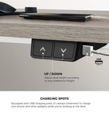 Oikiture 140CM Electric Standing Desk Adjustable White&Grey-Oak - Front View