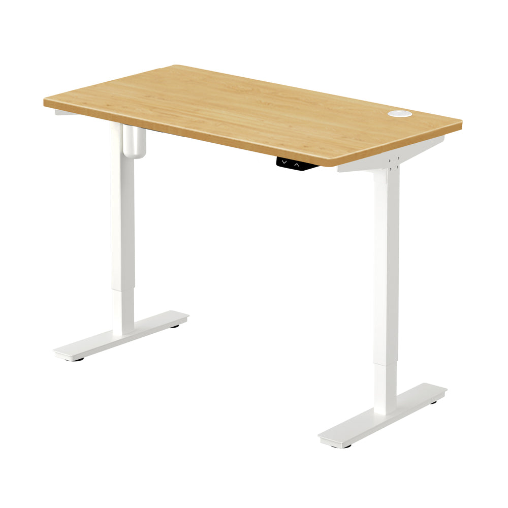 Oikiture Electric Standing Desk Single Motor White&Oak 140CM