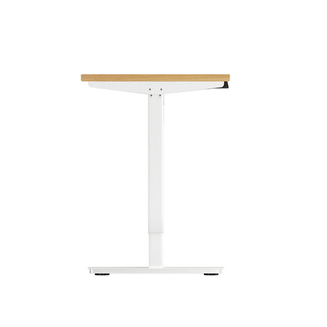 Oikiture Electric Standing Desk Single Motor White & Oak 140cm