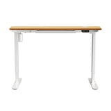 Oikiture 140cm Electric Standing Desk with Drawer Adjustable White & Oak