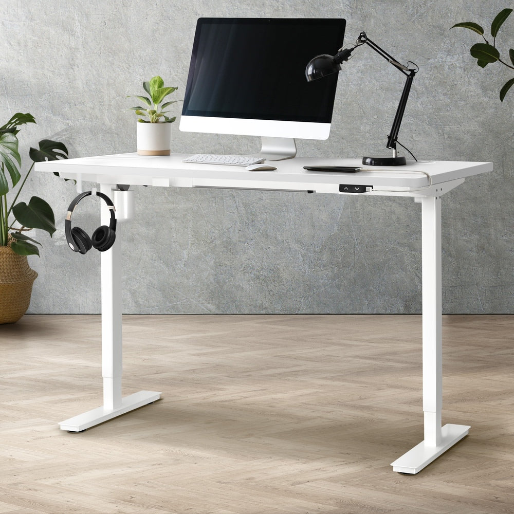 Oikiture Electric Standing Desk Single Motor White 140CM