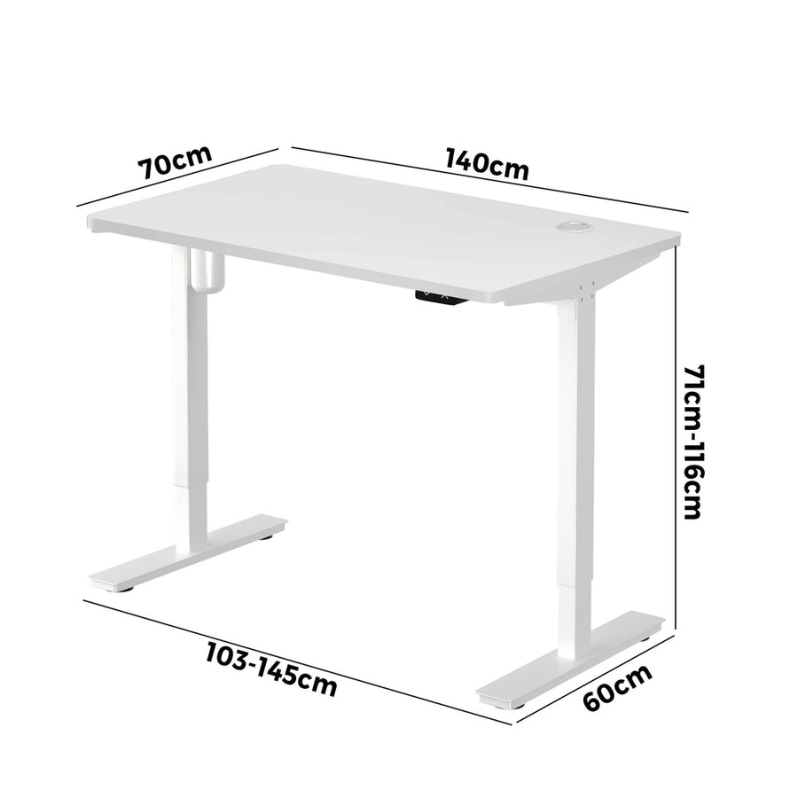 Oikiture Electric Standing Desk Single Motor White 140CM, image 14