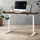 Oikiture Electric Standing Desk Single Motor White&Walnut 140CM