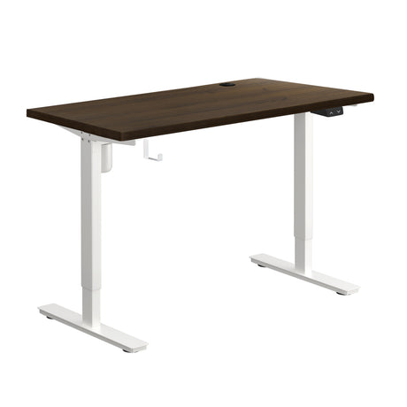 Oikiture Electric Standing Desk Single Motor White & Walnut 140cm