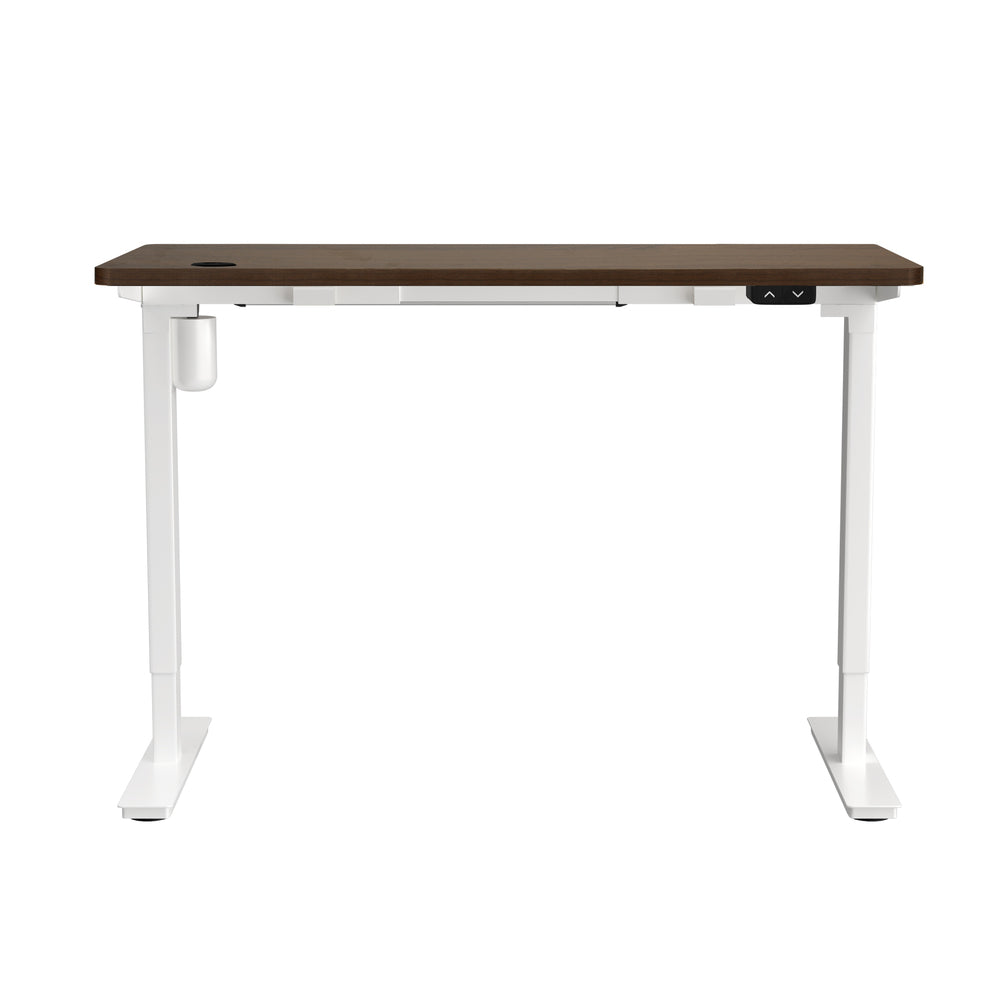 Oikiture Electric Standing Desk Single Motor White&Walnut 140CM