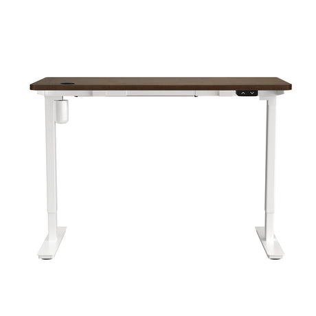 Oikiture Electric Standing Desk Single Motor White & Walnut 140cm