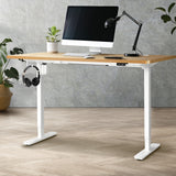 Oikiture Electric Standing Desk Single Motor White&Oak 150cm