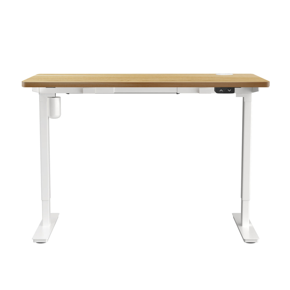 Oikiture Electric Standing Desk Single Motor White&Oak 150cm