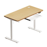 Oikiture 150cm Electric Standing Desk with Drawer Adjustable White & Oak