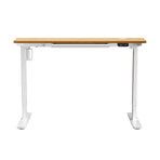 Oikiture 150cm Electric Standing Desk with Drawer Adjustable White & Oak