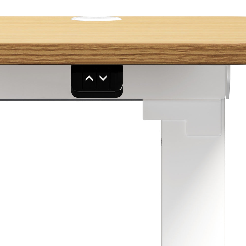 Oikiture 150cm Electric Standing Desk with Drawer Adjustable White & Oak