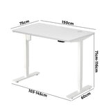 Oikiture Electric Standing Desk Single Motor White 150cm