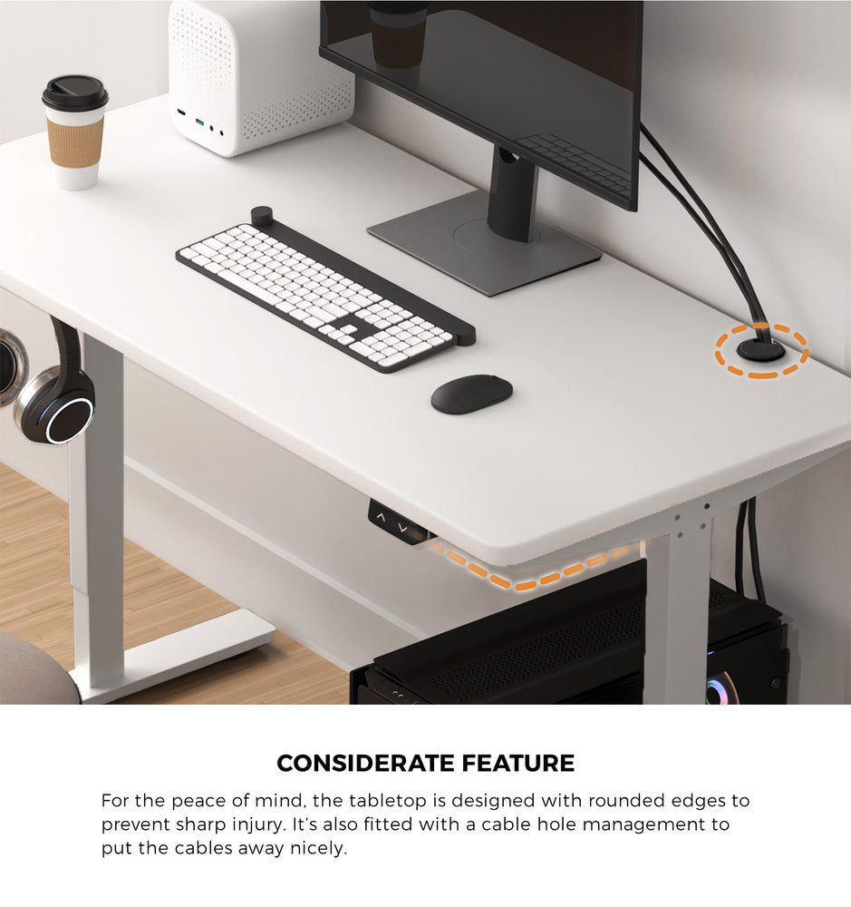 Oikiture Electric Standing Desk Single Motor White 150cm