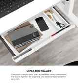 Oikiture 150cm Electric Standing Desk with Drawer Adjustable White - Close-Up Angle