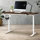 Oikiture Electric Standing Desk Single Motor White&Walnut 150cm