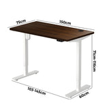 Oikiture Electric Standing Desk Single Motor White&Walnut 150cm - Front View
