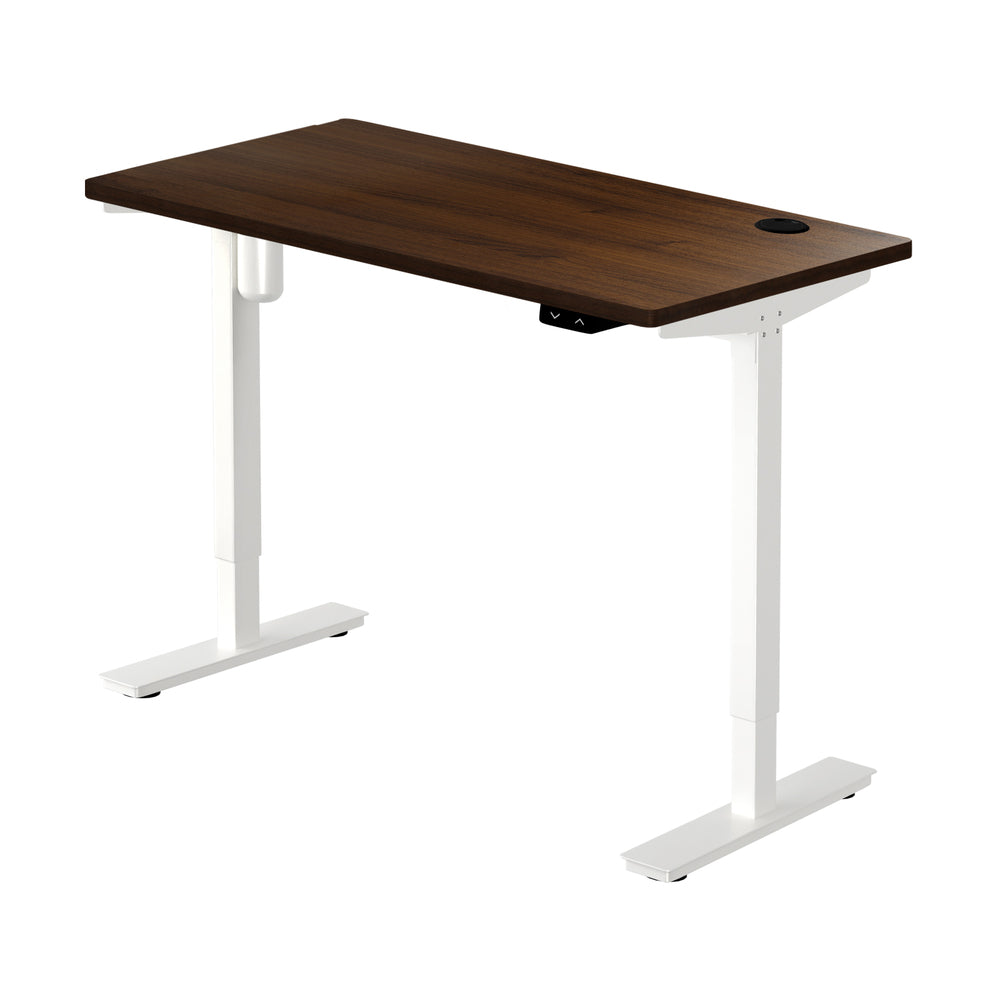 Oikiture Electric Standing Desk Single Motor White&Walnut 150cm