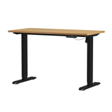 Oikiture Office Desk and Chair Set Mesh Ergonomic Chair Sit-stand Desk Black&Oak - Front View