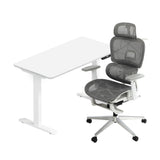 Oikiture Office Desk and Chair Set Mesh Ergonomic Chair Sit-stand Desk GY&WH - Extra Image
