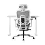 Oikiture Office Desk and Chair Set Mesh Ergonomic Chair Sit-stand Desk GY&WH - Top-Down View