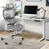 Oikiture Office Desk and Chair Set Mesh Ergonomic Chair Sit-stand Desk GY&WH - Low Angle